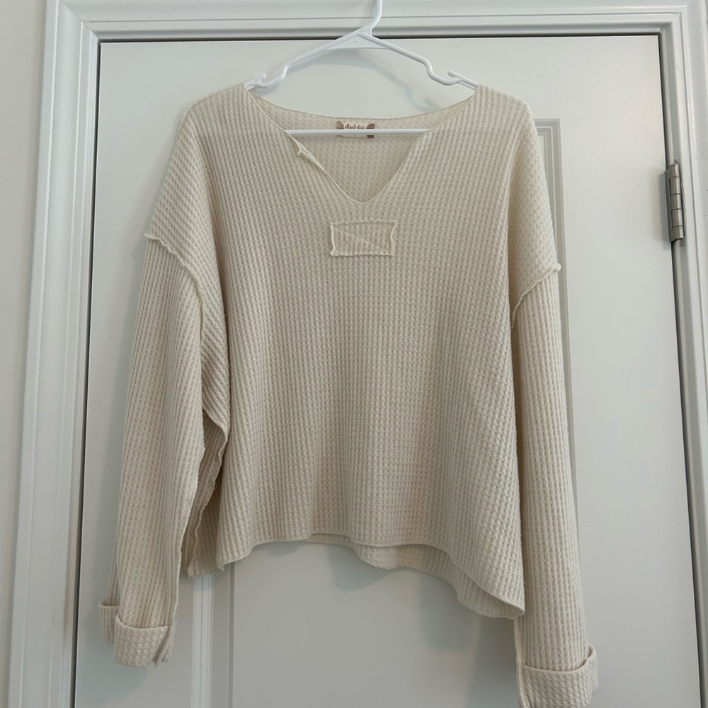 Altar'd State Tan Oversized Ribbed Hoodie